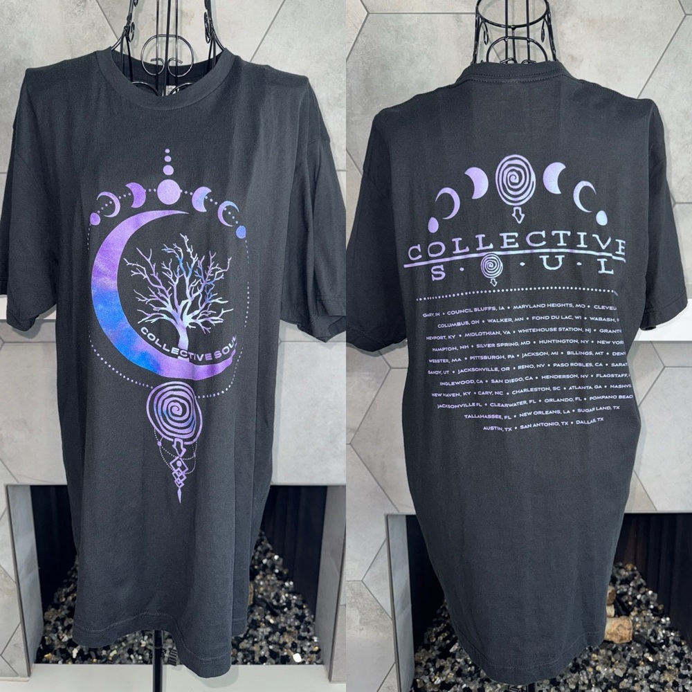 Collective Soul 2022 Tour Shirt in Black and Purple Mystical Tree Men's Large